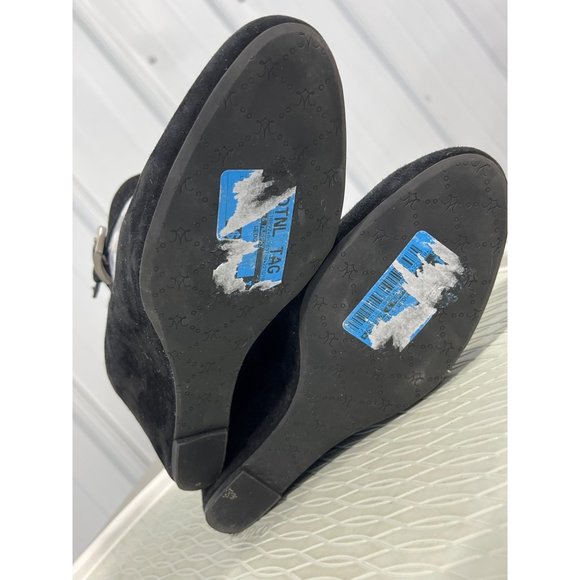 Johnston & Murphy Ankle Strap Wedge Pumps Womens 8 Round Toe Buckle Career Prepp - Picture 8 of 9